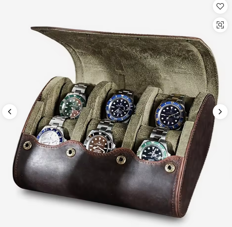 Étui à montre Le Vintage 6 vu de côté, cuir véritable