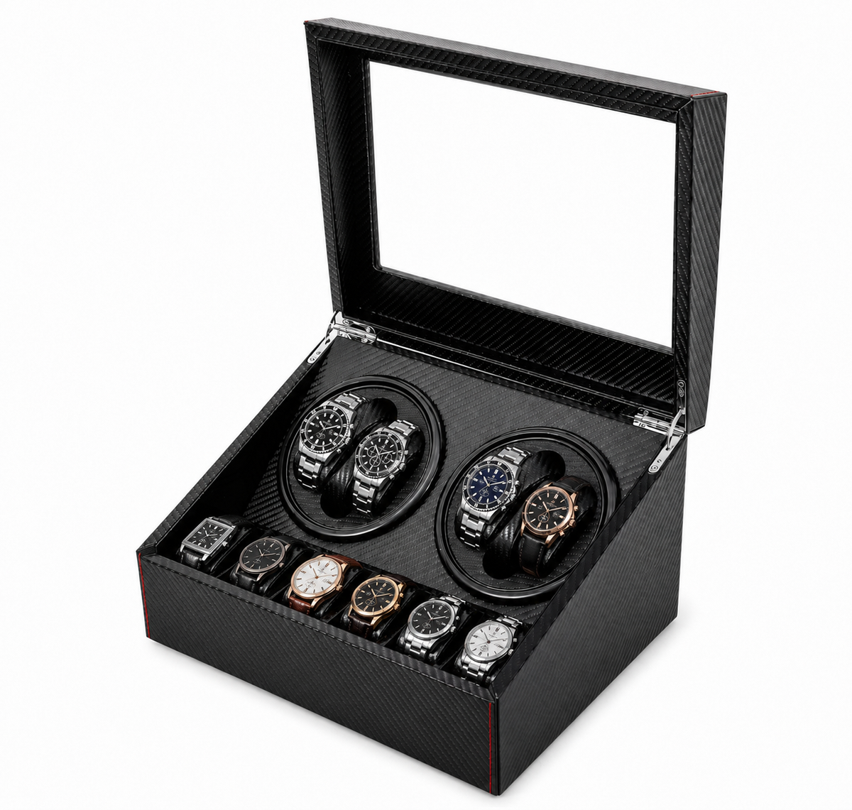 Remontoir La Quadrature vue d'ensemble, montres installées