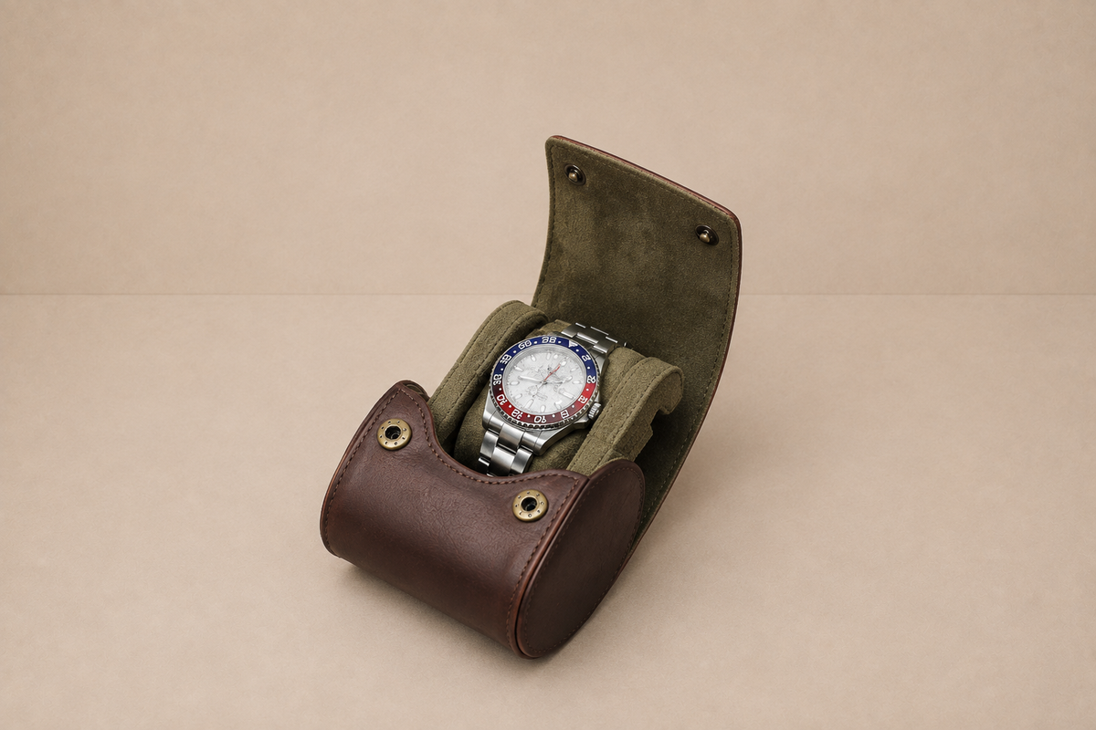 Étui à montre en cuir vintage Le Vintage 1, format ovale, 1 emplacement
